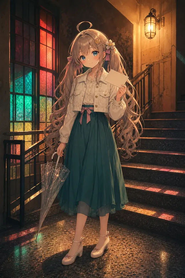 霓虹旧梦照长街 · 花窗楼梯守夜人